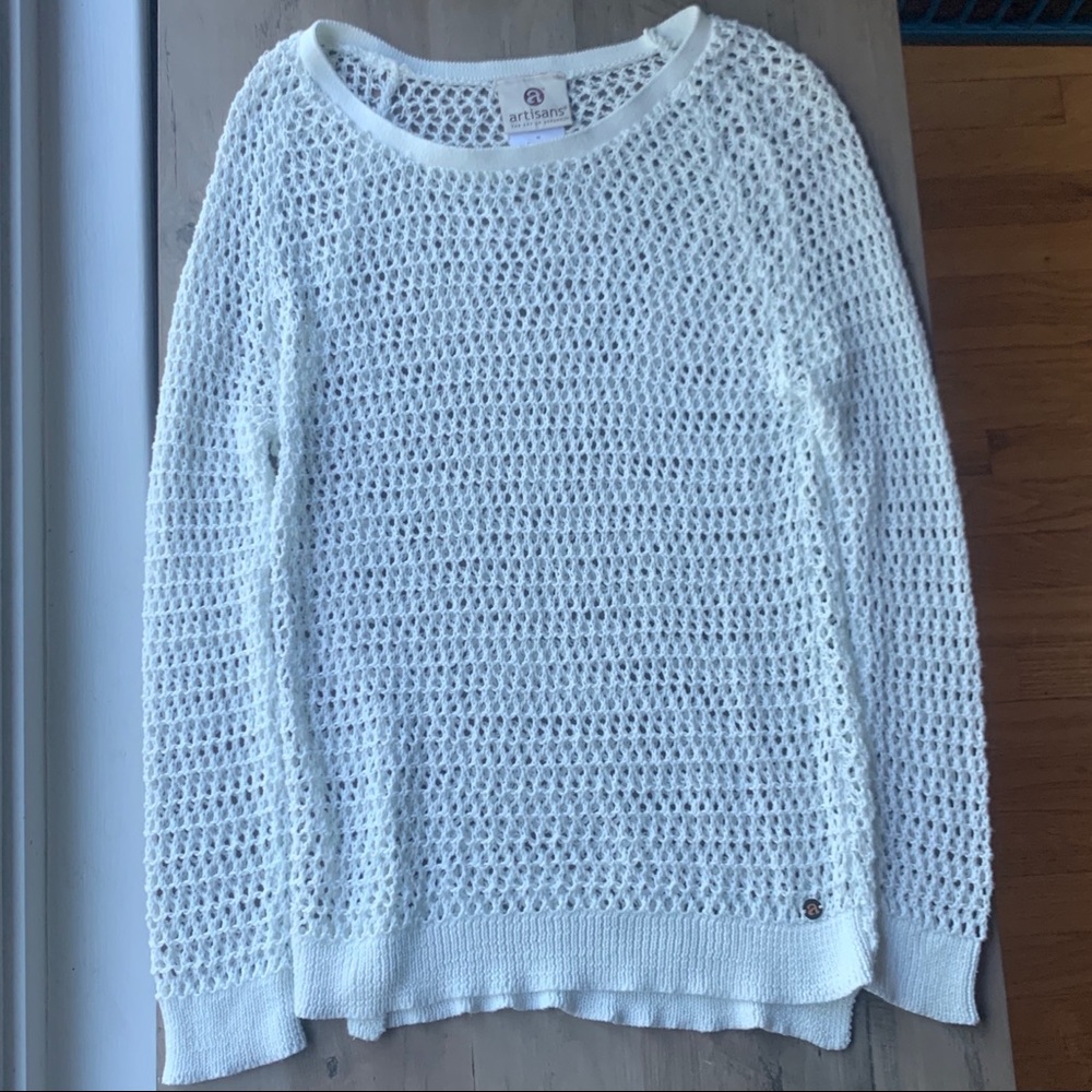 artisans White Open-Knit Women’s Sweater
